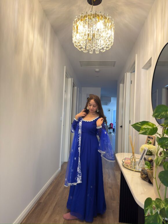 Anarkali Gown with Embroidered Dupatta